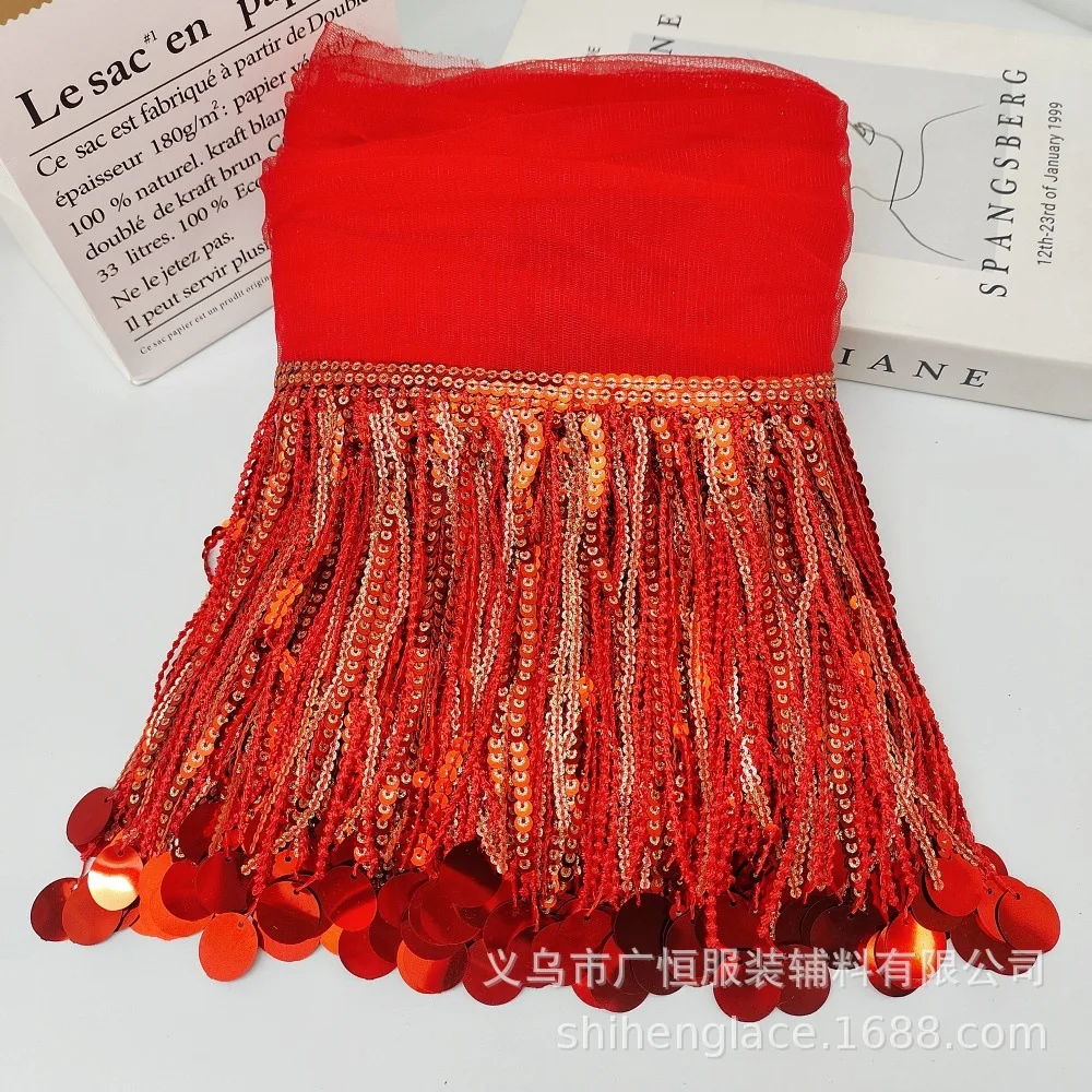 

10Yards Sequins Tassel Lace Trim for Sewing Latin Show Evening Dress Clothes Glitter Fringe Decor Ribbon Diy Crafts Accessories