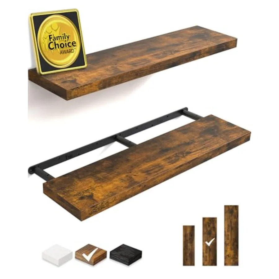 

36-дюймовые настенные полки из массива дерева в деревенском стиле для ванной, спальни, гостиной, кухни, офиса, подвесные полки для книг и хранения