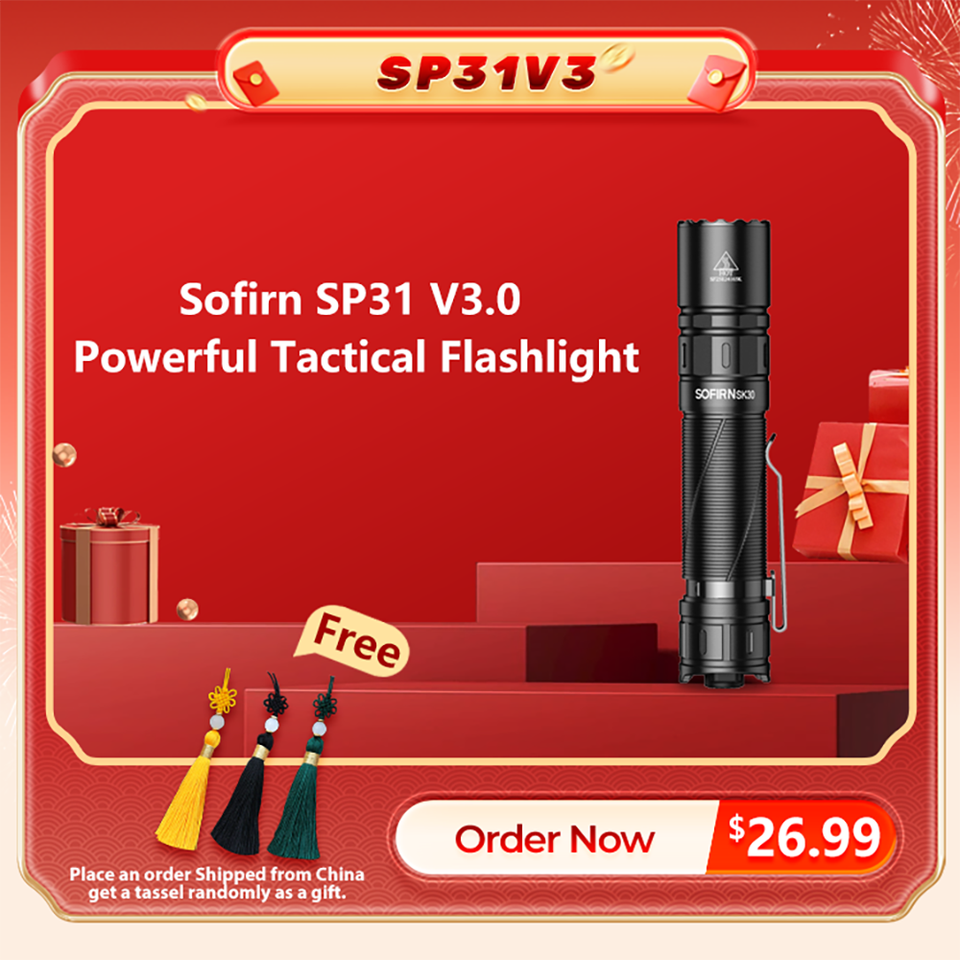  Sofirn SP31 V3.0 Powerful Tactical Flashlight SST40/519A 2000lm 18650 LED Torch USB C Rechargeable Light Lamp with Dual Switch 
