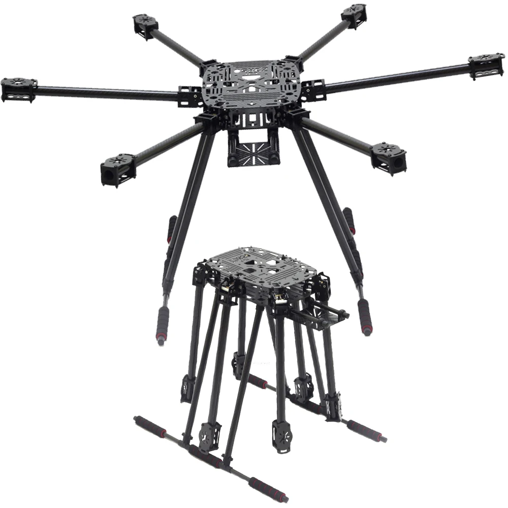 ZD 850 Hexa-Rotor Cadre 850mm En Fiber De Carbone Pliable Bras Hexacopter Cadre Kit avec Unflodable Train D'atterrissage pour FPV