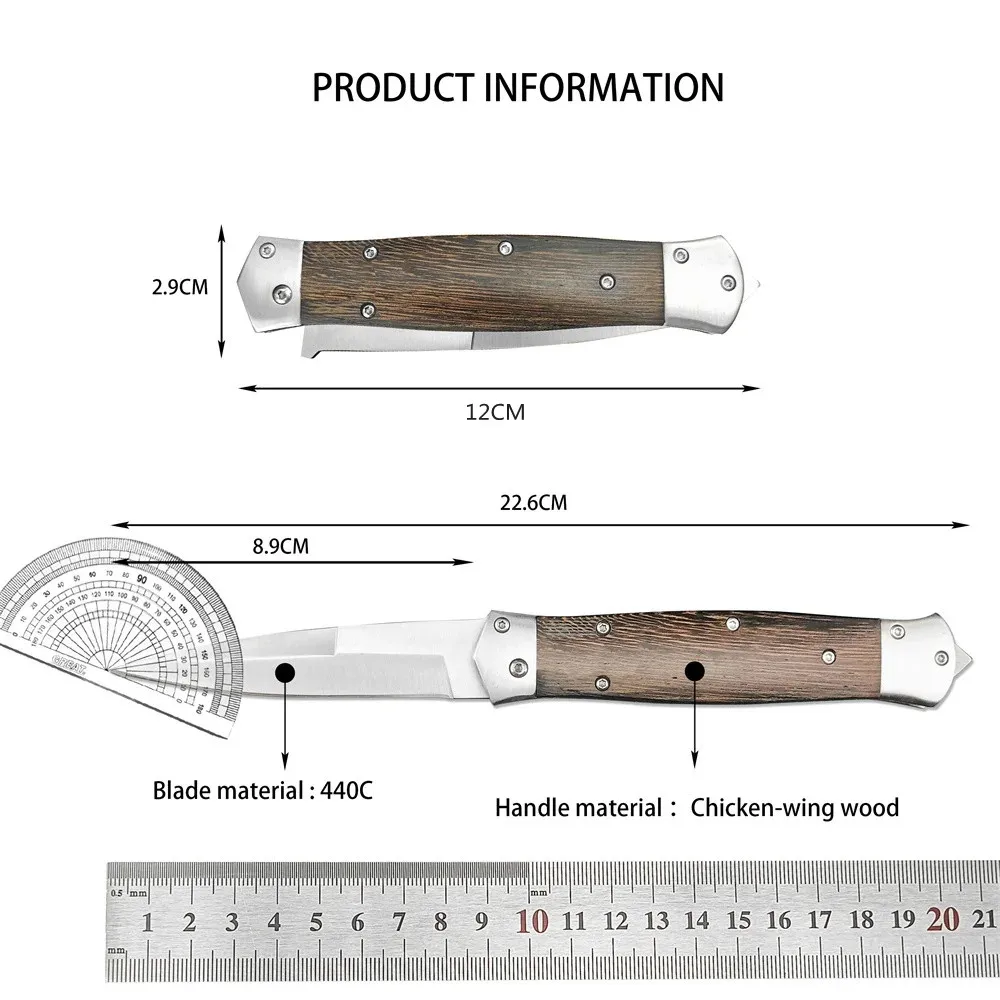 Wood Handle Assisted Opening Tactical Work Sharp Blade Pocket Knife for Hunting Camping Fishing,Everyday Carry Self Defense Tool