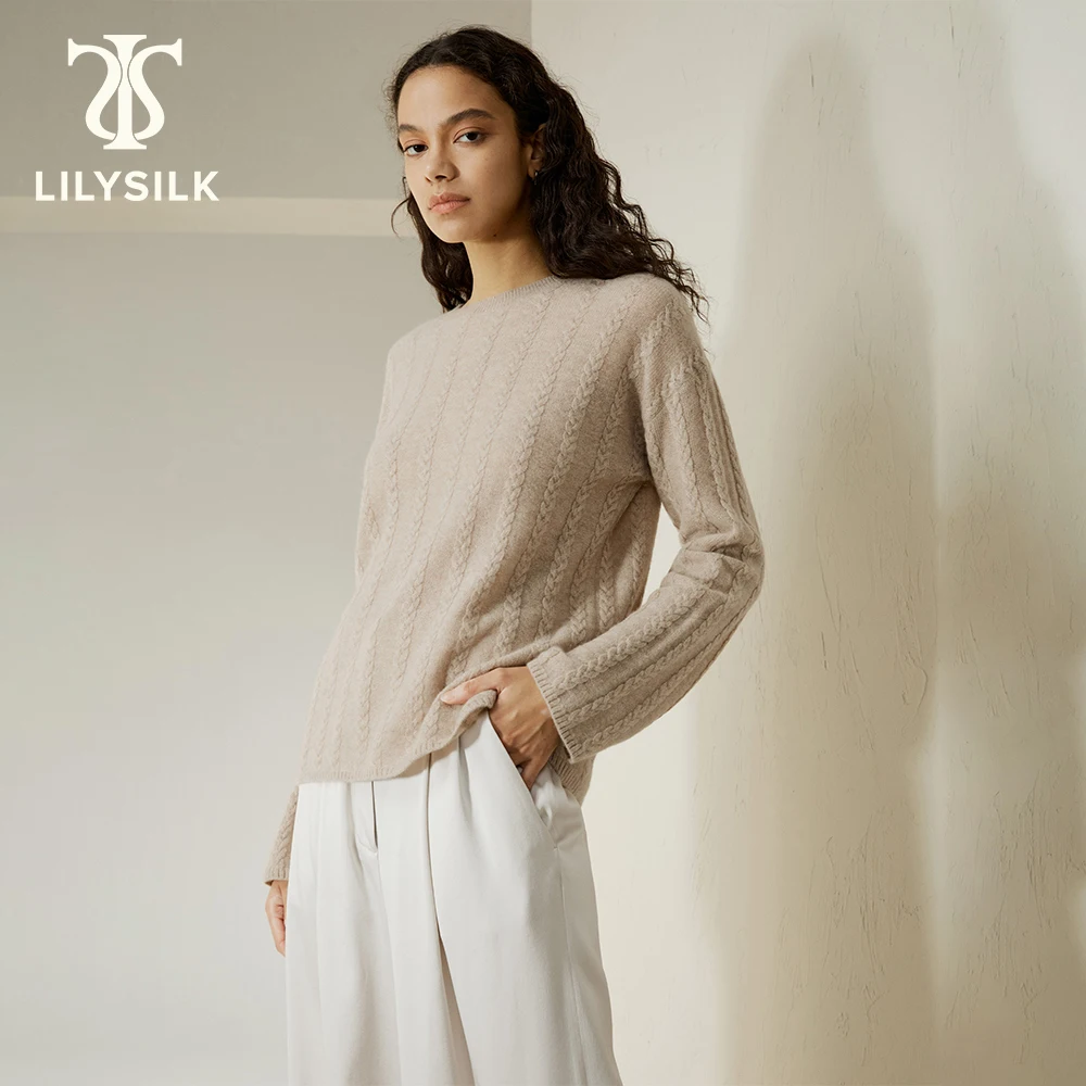 Кашемировый свитер LILYSILK для женщин, Новинка осени 2023, полупрозрачная Повседневная Универсальная мягкая одежда, бесплатная доставка