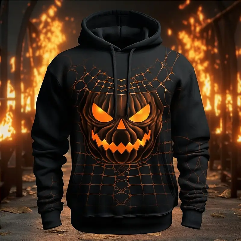 

Halloween Pumpkin Terror Ghost Graphic Men's Hoodie Casual 3D Printing Sweatshirt Holiday Out Long Sleeve Spring And Autumn Top