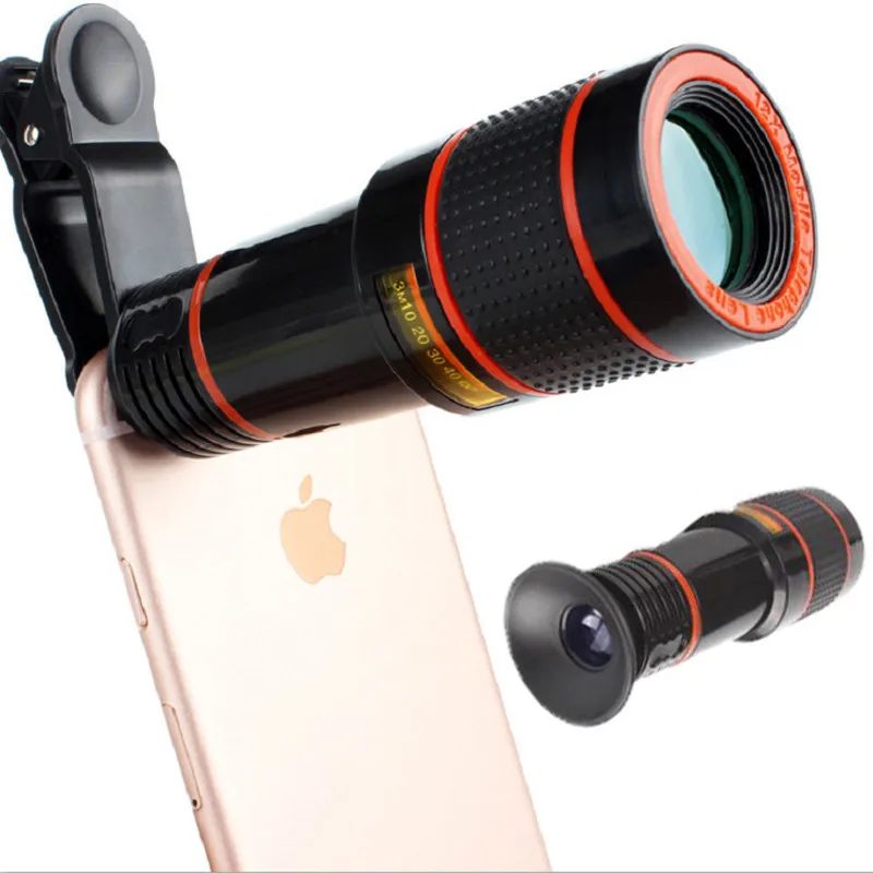 Lens Universal Clip 20X/12X/8X Zoom Phone Camera Telephoto Lens Monocular Telescope Phone Universal Optical Telescope Lens Kit