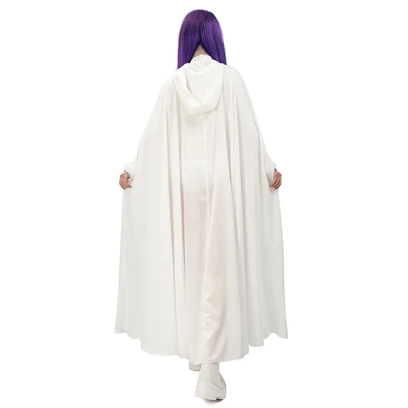 

DAZCOS Raven женский костюм для косплея, белый костюм американского размера, накидка, комбинезон, поясная цепочка для Хэллоуина, Рождественской вечеринки, если 3