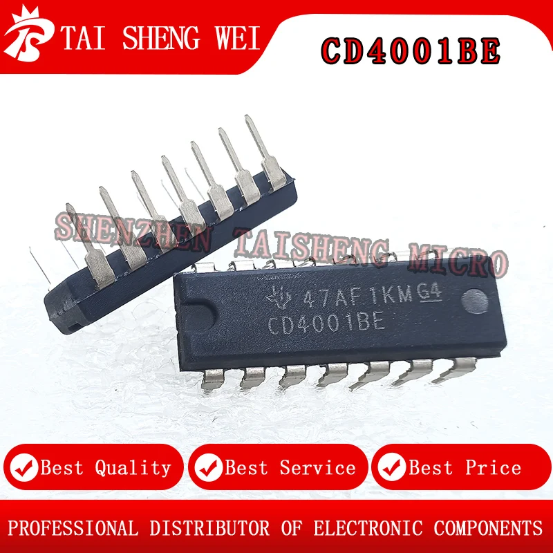10PCS brand new CD4001 4011 4050 4060 4052 4053 4071 4081 BE CD40106BE through hole DIP14/16 chips, quad 2-input NAND gates