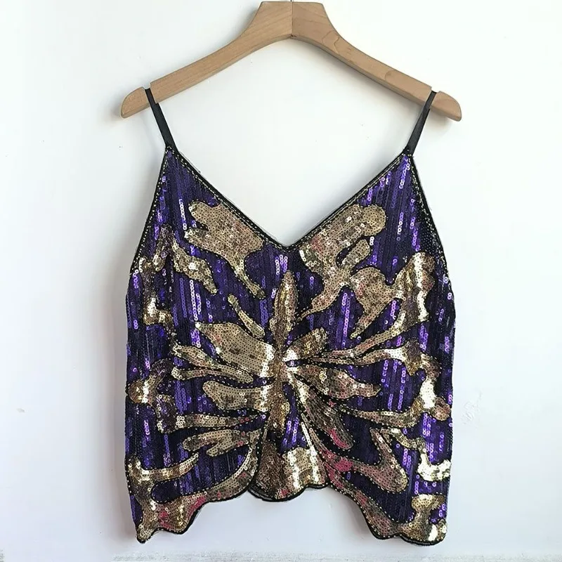 2025 verão novas contas de lantejoulas explosão suspender sem mangas colete exterior usar nicho solto estilo dopamina camis topo