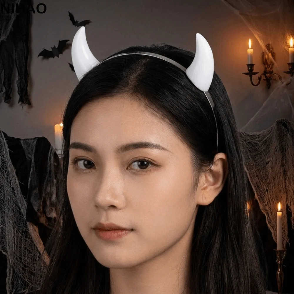 Animal Devil Horn Hairband Resin Glossy Ox Horn Hair Clips Lightweight Alligator-clip Anime Headband Cosplayers