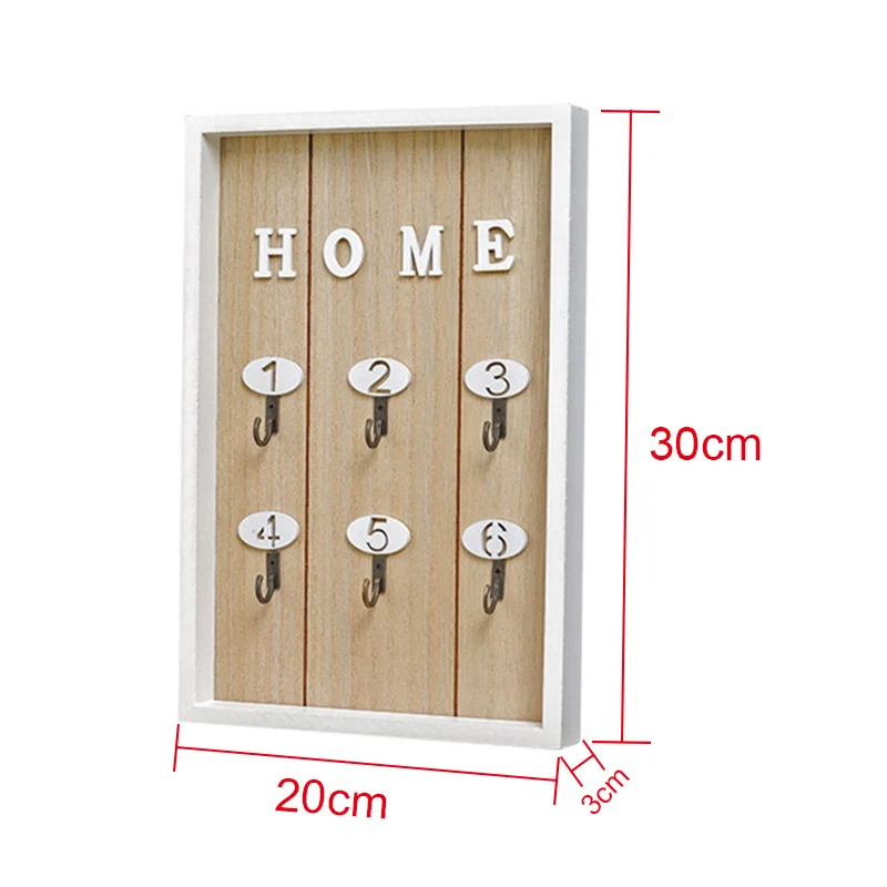 Wall Mounted Key Holder Wooden Key Hanger with 6 Hook Wall Decorative Holder Storage Decoration Key Holder Simple