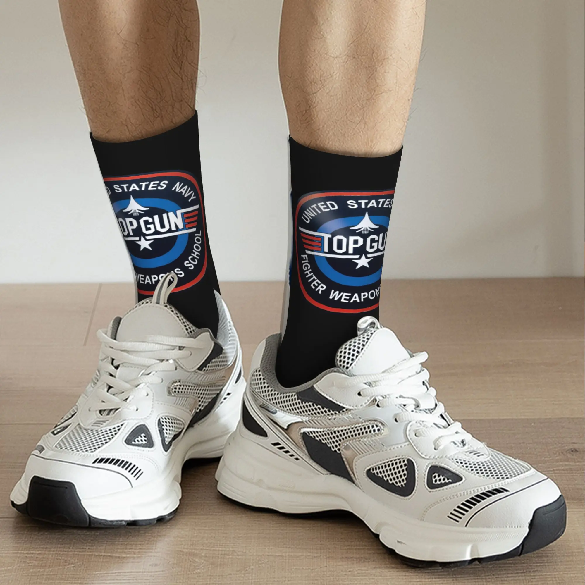 Custom Fun Men's Air Force Fighter Jets Top Gun Dress Socks Unisex Breathbale Warm 3D Printing Maverick Film Crew Socks view 5