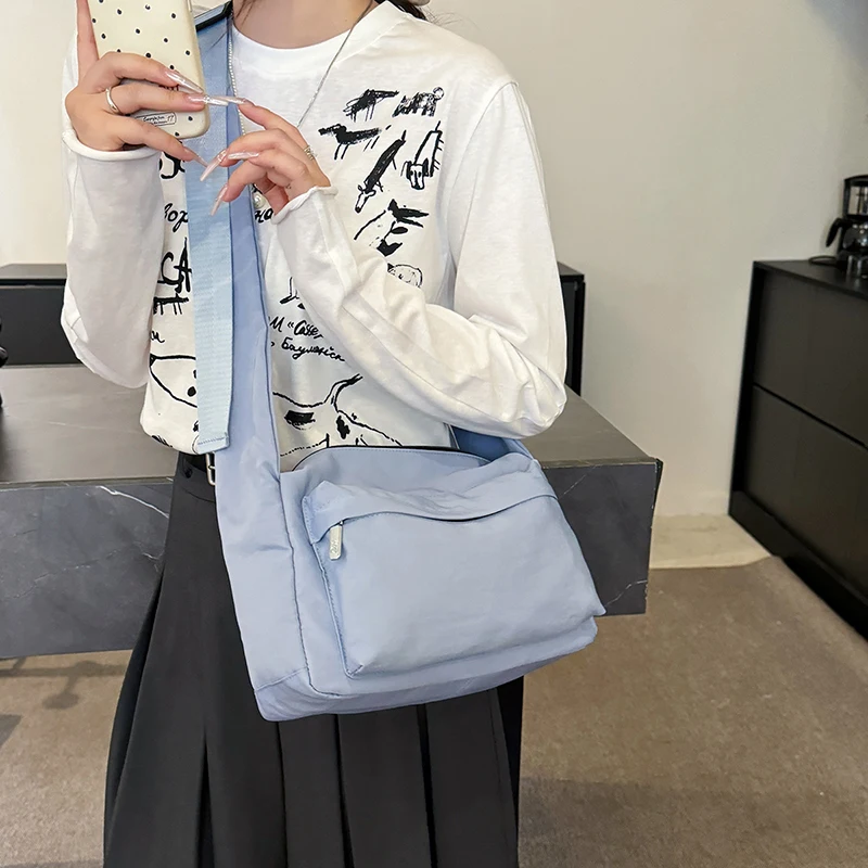 

Simple Design Women's Messenger Bag Fashion Ladies Nylon Hobos Small Shoulder Bags Casual Light Female Girls Purse Cloth Handbag
