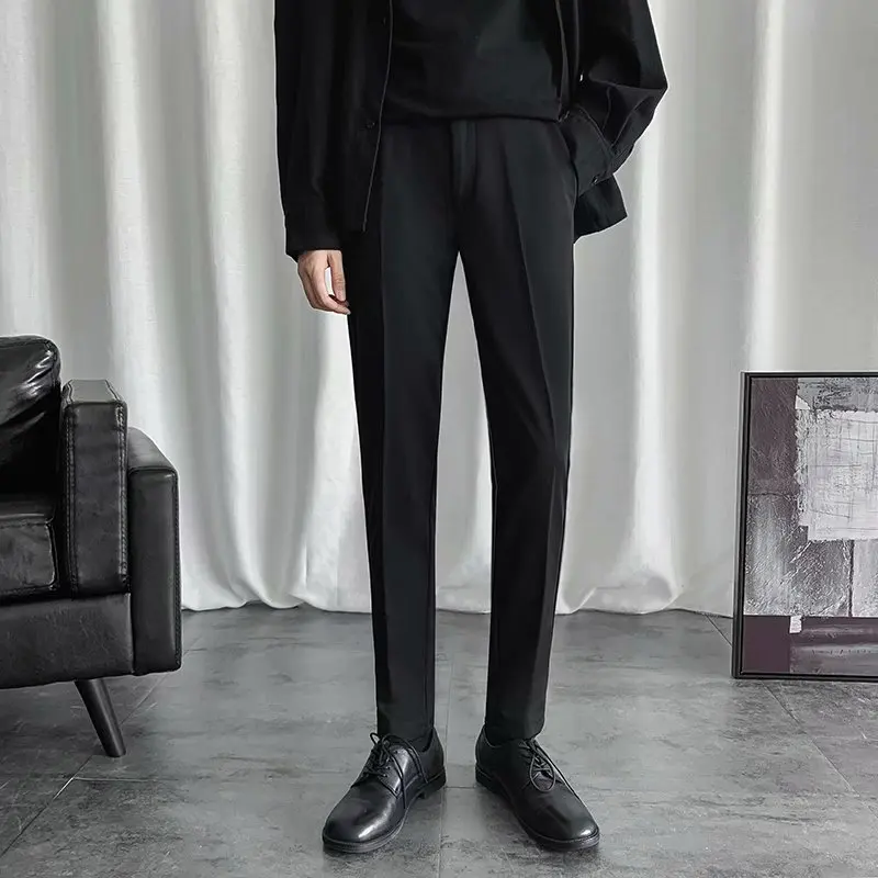 

Bla Slim Fit Men's West Pants Drapey Straight Leg Loose Korean Version Faion Casual Youth ular Pure Color Autumn Wear