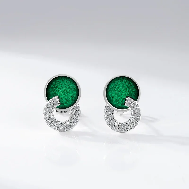 

Burmese Jade Earrings Talismans Charms Black Women Designer Gemstones 925 Silver Ear Studs Jewelry Natural Real Charm
