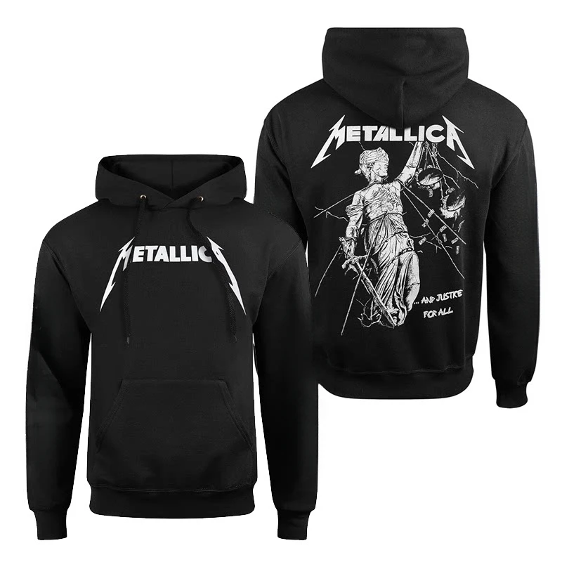 Angesagtes Herbst-Winter Metallica Rock Band "King of Metal" Dark-Themed American High Street Kapuzenpullover für Herren – Detail 5