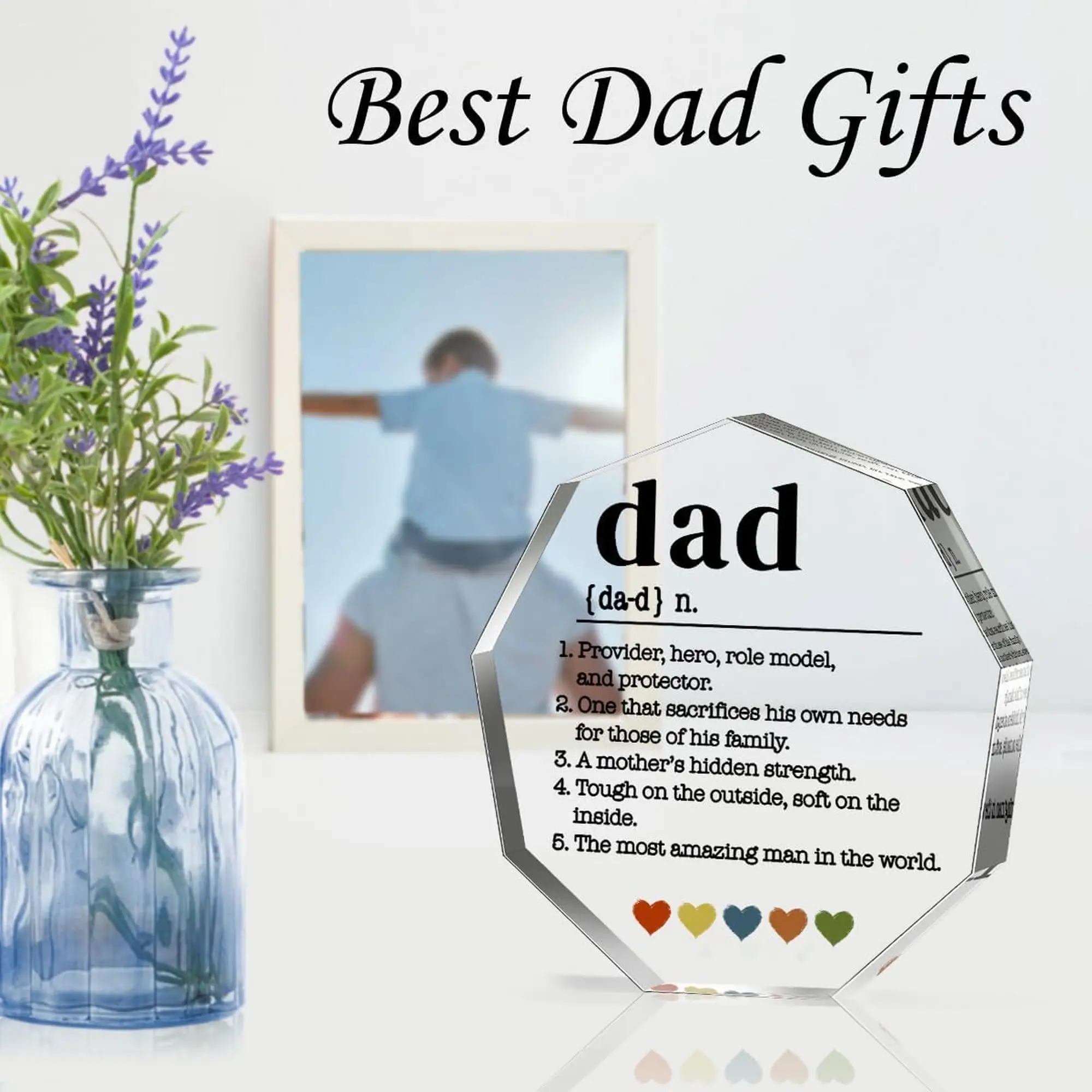 Dad Gifts from Daughter Son Wife Best Dad Ever Gifts Fathers Day Birthday Christmas Gifts , Acrylic Decorative Signs Plaques 