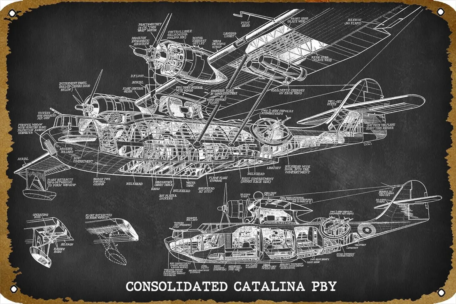 CONSOLIDATED CATALINA PBY Tin Sign Vintage Wall Decor for Home Gate Bars Restaurants Cafes Store Pubs Sign Gift Metal Sign 8x12I