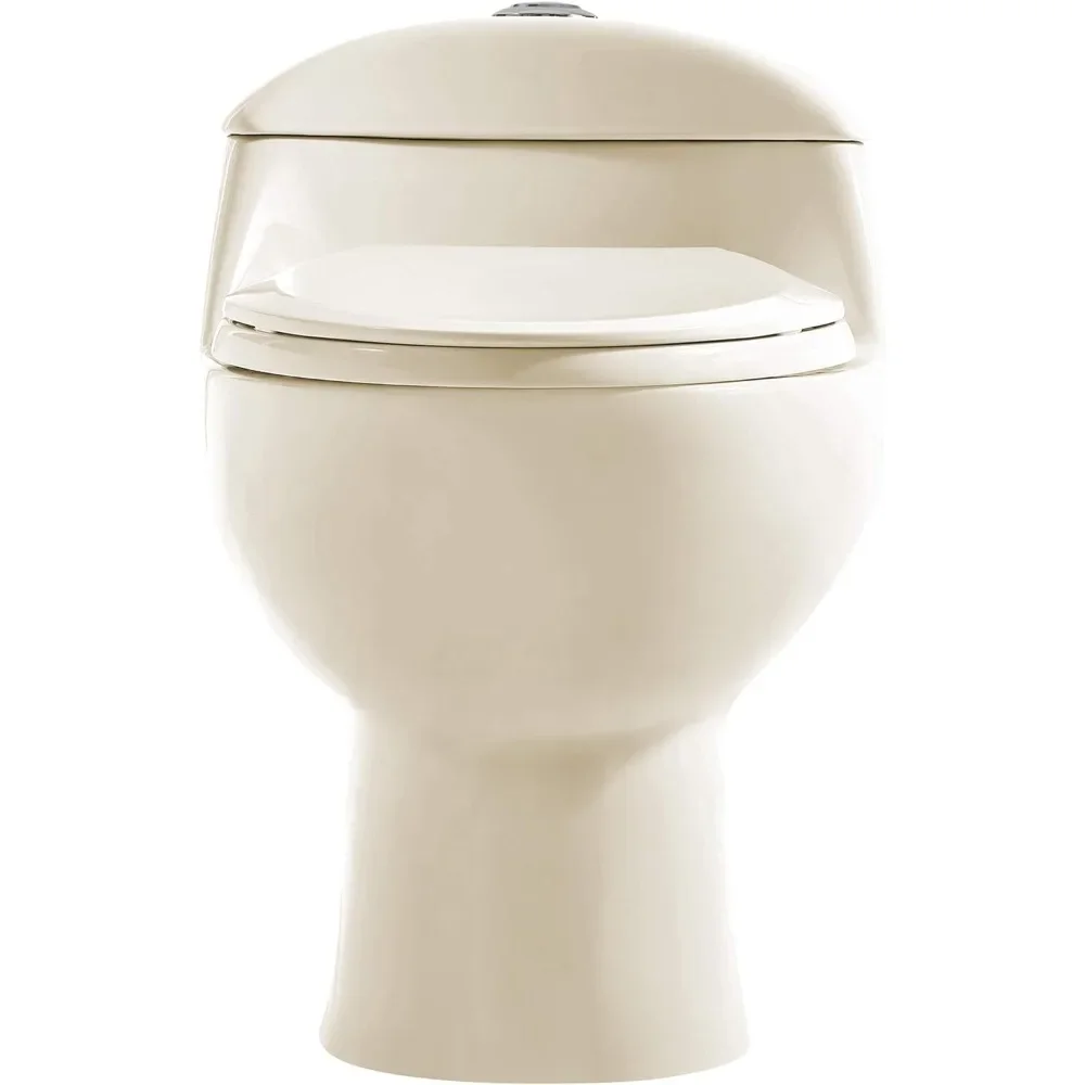 Folding Toilet Chateau One Piece Elongated Dual Flush Toilet in Bisque 0.8/1.28 Gpf Bathroom Items Toilets Cleaning Parts Home