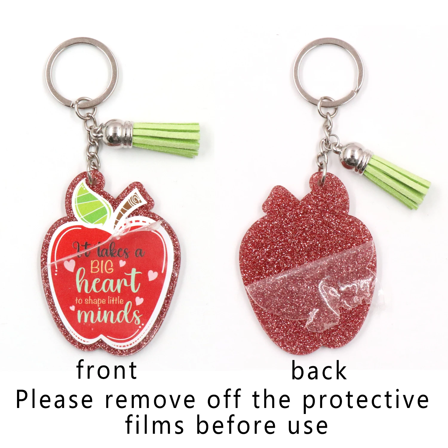 القهوة المثلجة كتاب عاشق العصرية هدية عيد المعلم الشريط الوعي بريق التفاح سلسلة مفاتيح مصنوعة من الأكريليك مع شرابة