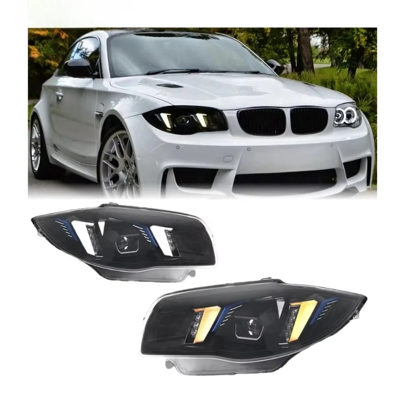 

E87 Headlights 2004-2011 1 Series Dual Color Version Yellow and White Upgrade Fang Shaped LED DRL Head Lamp Snake