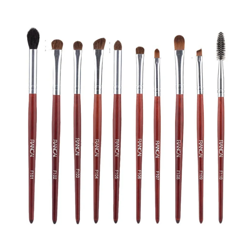 

RANCAI Complete Makeup Brush Set - Burgundy Vegan Bristles, Black Pouch, Professional Tools Application and Blendings