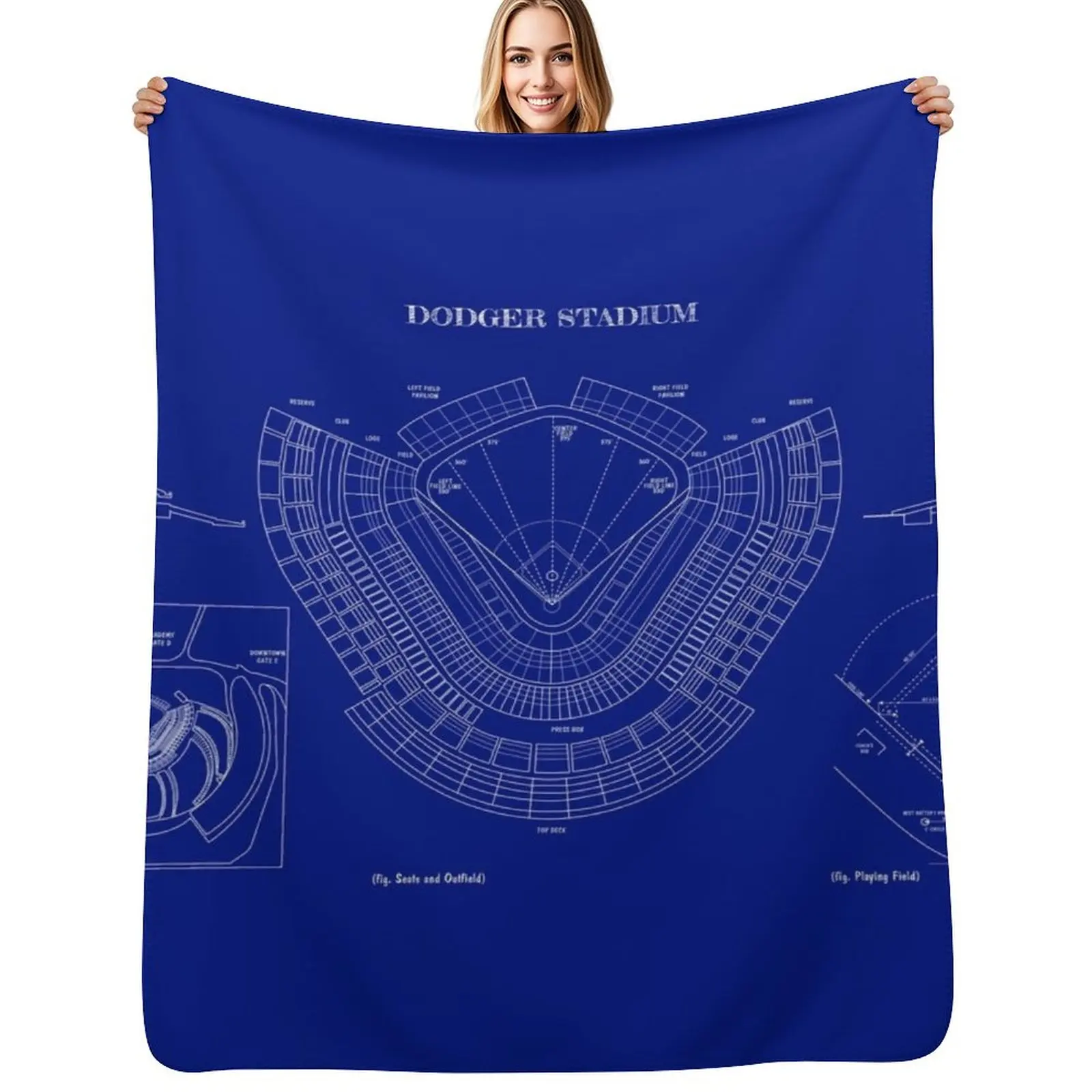 

Dodger Stadium (White Stencil-No Background) Throw Blanket Plaid on the sofa Bed linens Beach Flannel Blankets