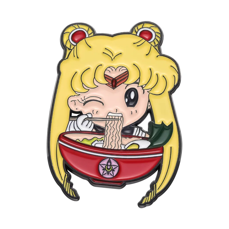 Bonito marinheiro lua pino emblemas dos desenhos animados anime figura tsukino usagi chibiusa kino makoto bonito esmalte broches mochila acessórios