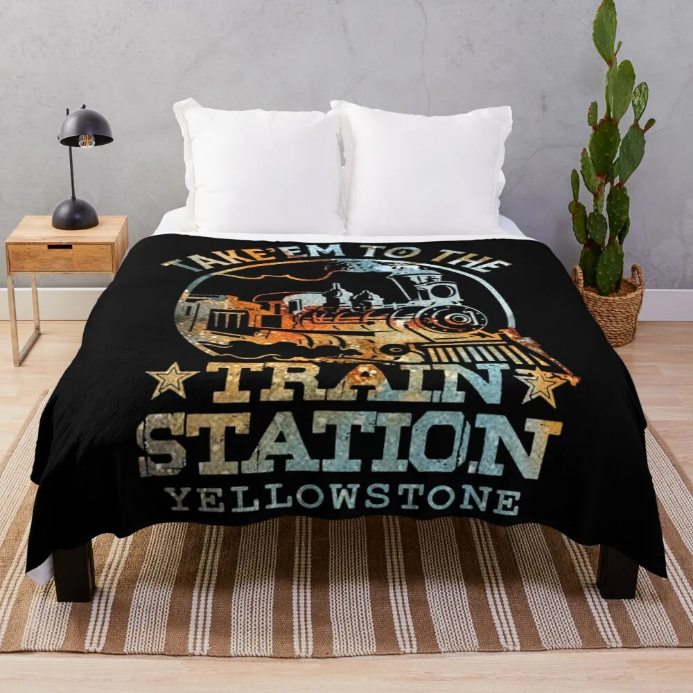 

western coountry yellowstone take em to train station Throw Blanket Lightweight Cozy Blanket for Bed Sofa
