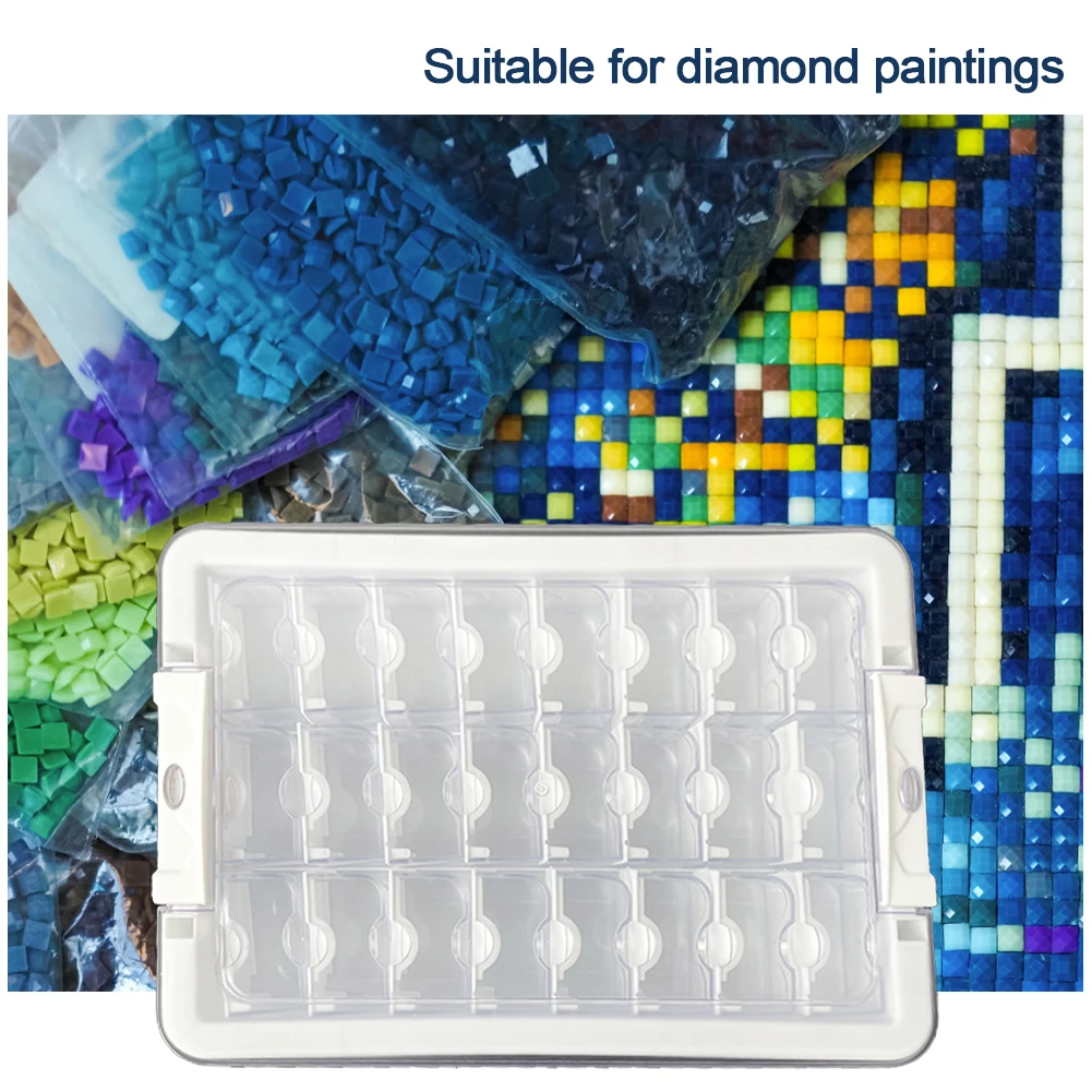 Contenedores de almacenamiento de cuentas de pintura de diamantes transparentes, caja de accesorios de pintura de diamantes, almacenamiento de puntos de diamantes, 9/15/21/24/26/39 rejillas