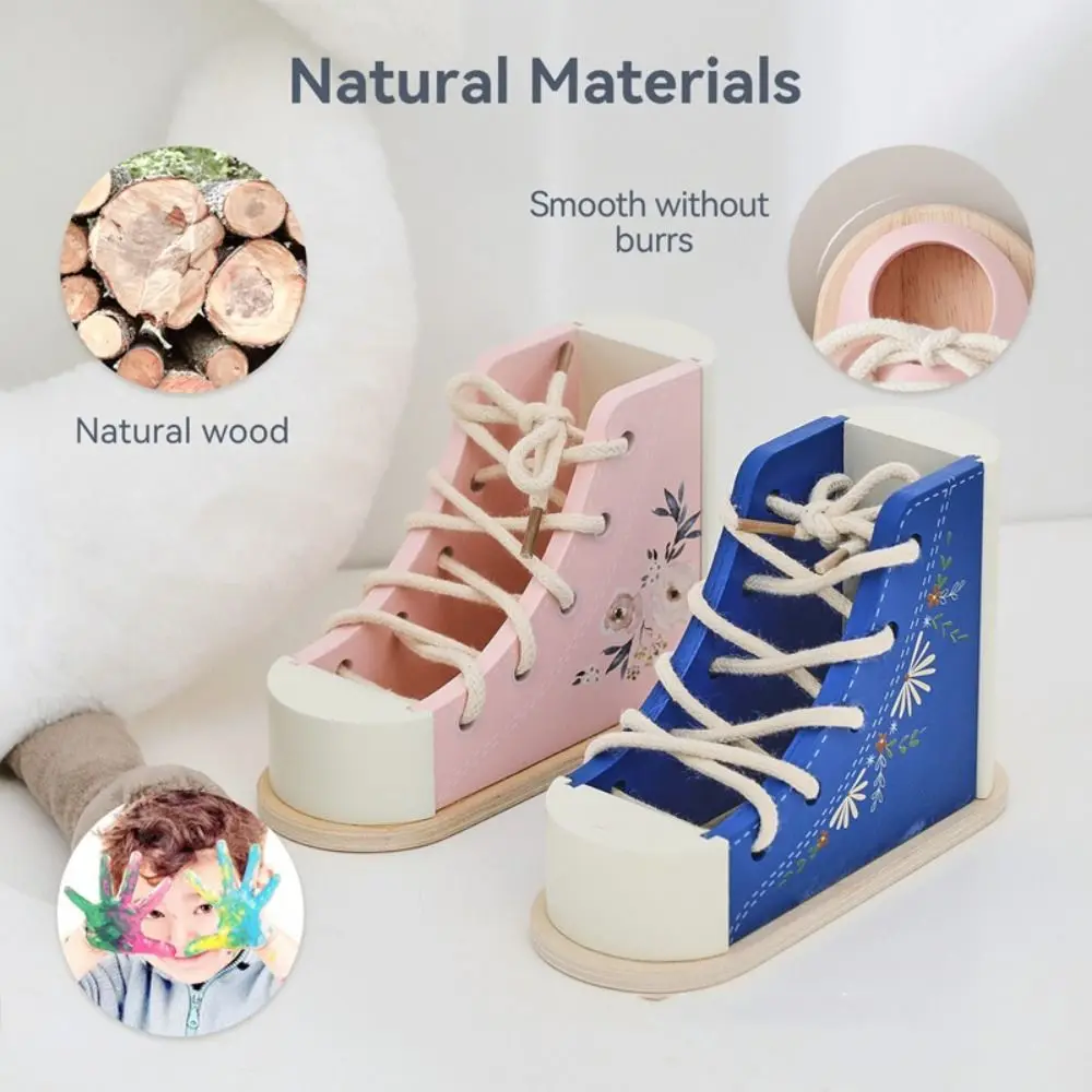 ارتداء أربطة الحذاء رباط الحذاء خيوط لعبة مونتيسوري الحياة مهارة تعلم ربط لعبة التدريب العملي على القدرة الخشبية لعبة تعليمية مبكرة