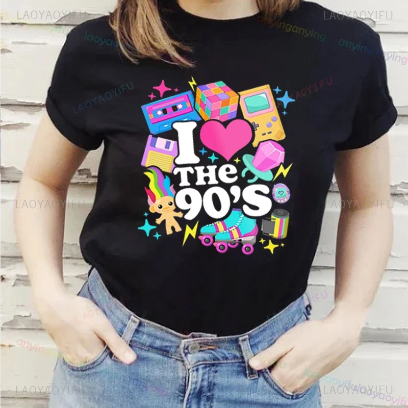 Y2k Terug naar jaren 90 I Love 90 T-shirt Geboren in de jaren 80 maar jaren 90 Made Me Shirts Vintage voor verjaardagsfeestje cadeau mannen vrouwen kleding