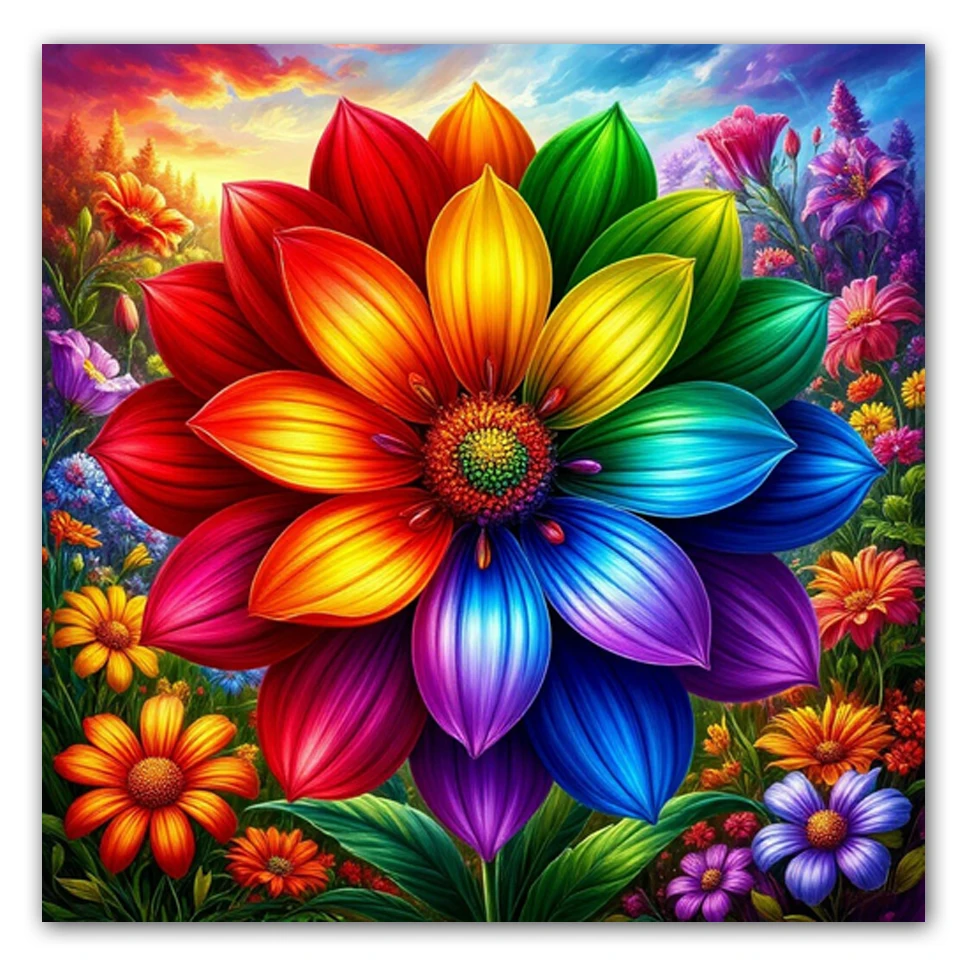 

5D DIY Diamond Painting Colorful Flower Cross Stitch Kits Diamond Mosaic Embroidery Full Sets Landscape Wall Decorative