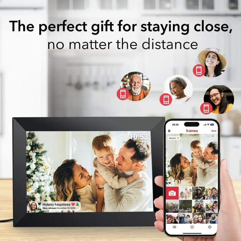 10.1 Inch WiFi Digital Picture Frame with 1280 * 800P IPS Touch Screen HD Disply,Video Clips and Slide Show,Auto-Rotate