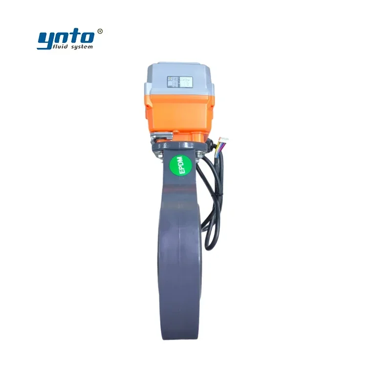 YNTO Valvole a farfalla azionate elettriche industriali personalizzate da 4 pollici Controllo del flusso Valvola a farfalla in PVC Pp da 3 pollici Pn16 6 per il fuoco