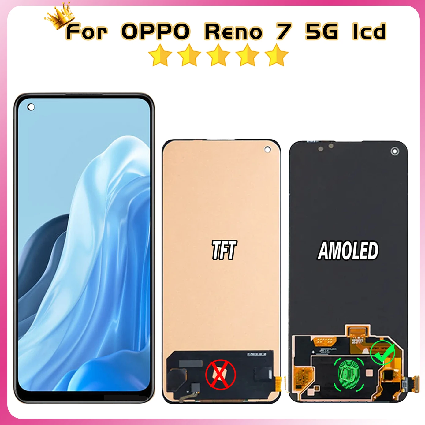 6.43\'\' LCD For OPPO Reno7 5G CPH2371 Display Touch Screen Mobile Phone Repair 100% Tested Digitizer Assembly Replacement