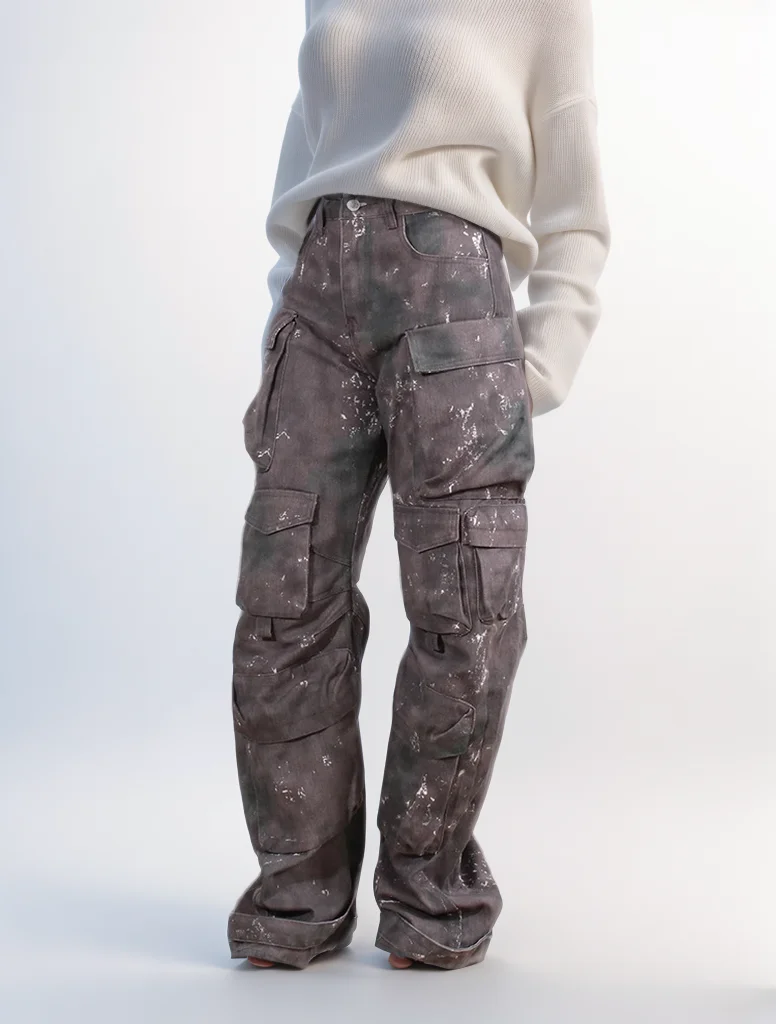 

Брюки женские свободные с высокой талией, повседневные уличные штаны в стиле пэчворк, с карманами, брюки с широкими штанинами, модная новинка