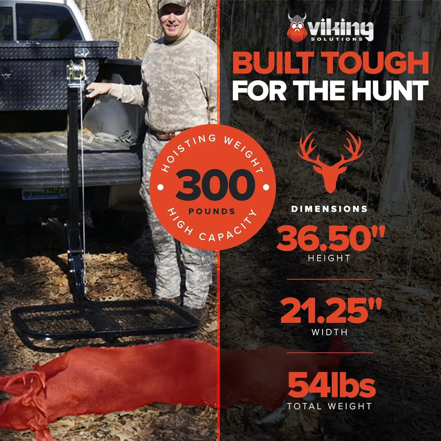 Foldable Portable Hitch-Mounted Lifting System for Heavy Loads Up to 300 lbs