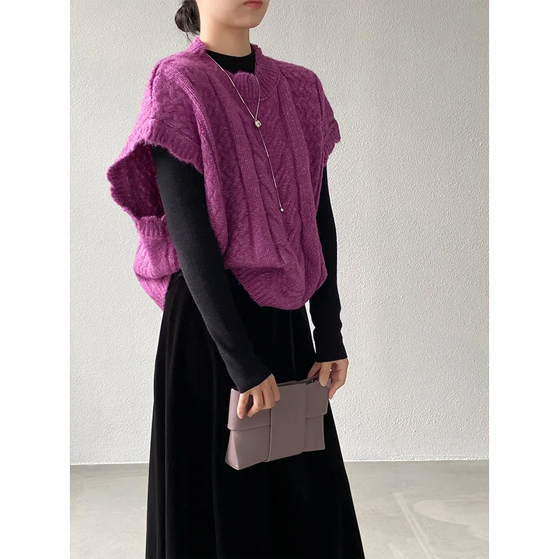

BJTZ Lazy Style Lace Cape Knitted Vest Women's Winter Versatile Style Layered Top 2026 Spring New Elegant Casual Female Top