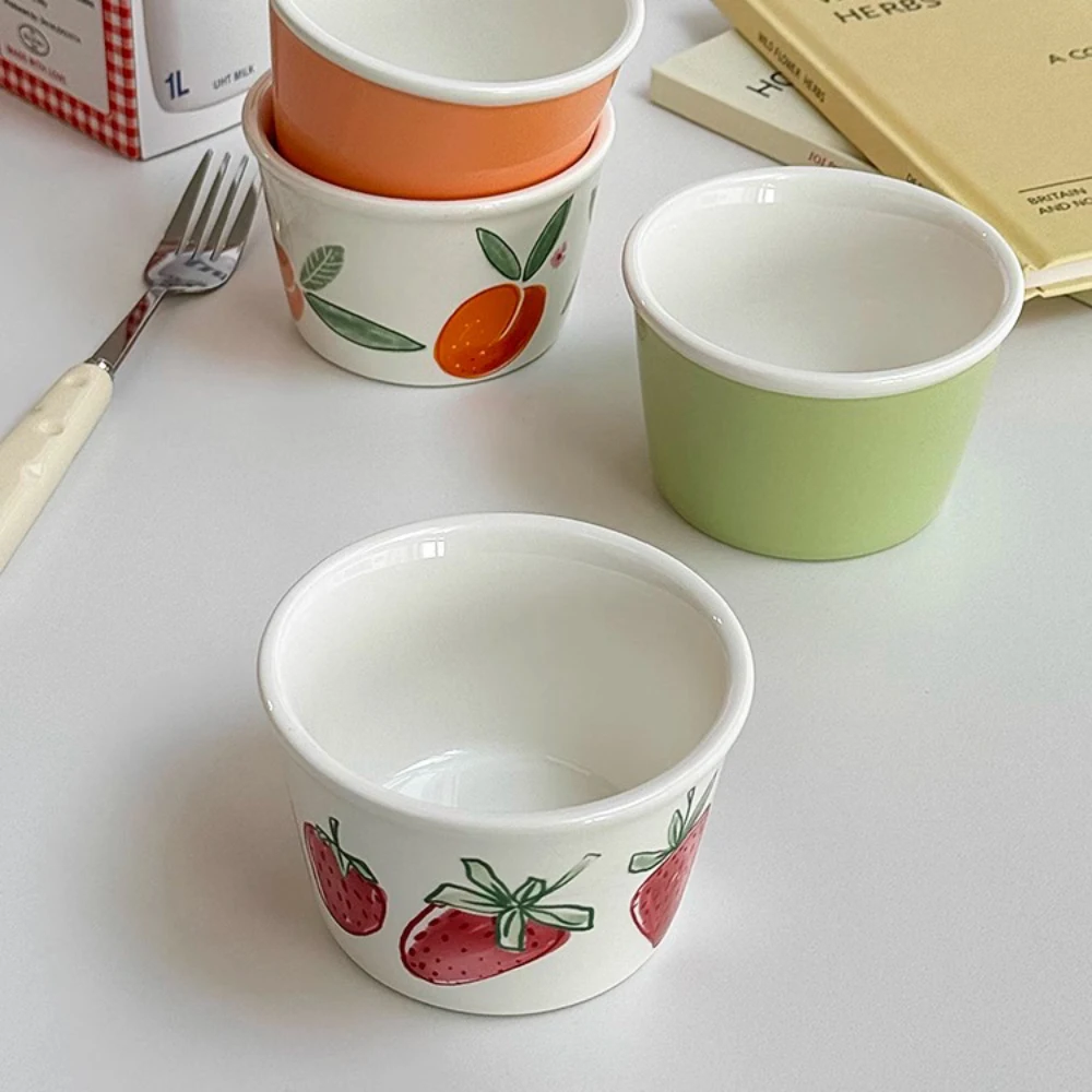 Creative Ceramic Bowl Korean Style Ins Cute Porcelain Food Container Yogurt Pudding Dessert Ice-Cream Bowls Personal Items