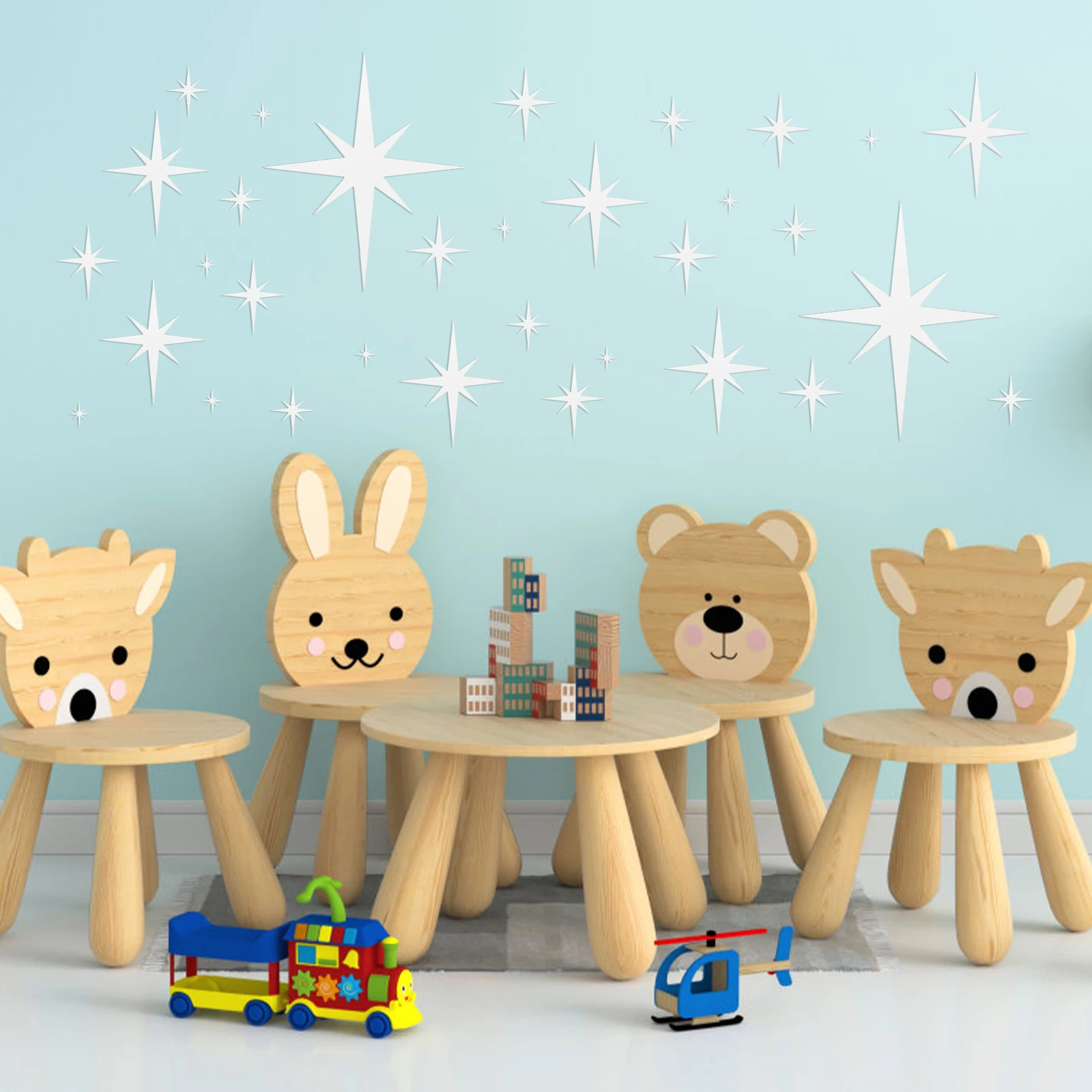 

1Set Acrylic Mirror Wall Stickers Star Design Easy Peel Self Adhesive Home Room Decor Wall Decals for Bedroom Living Room