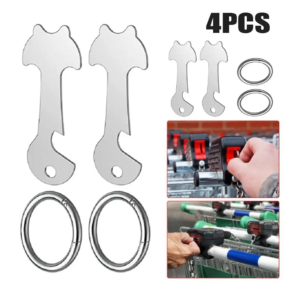 4 szt. Metalowy wózek na zakupy żetony żeton wózek breloczek wózek do usuwania brelok do kluczy otwieracz do piwa stal nierdzewna