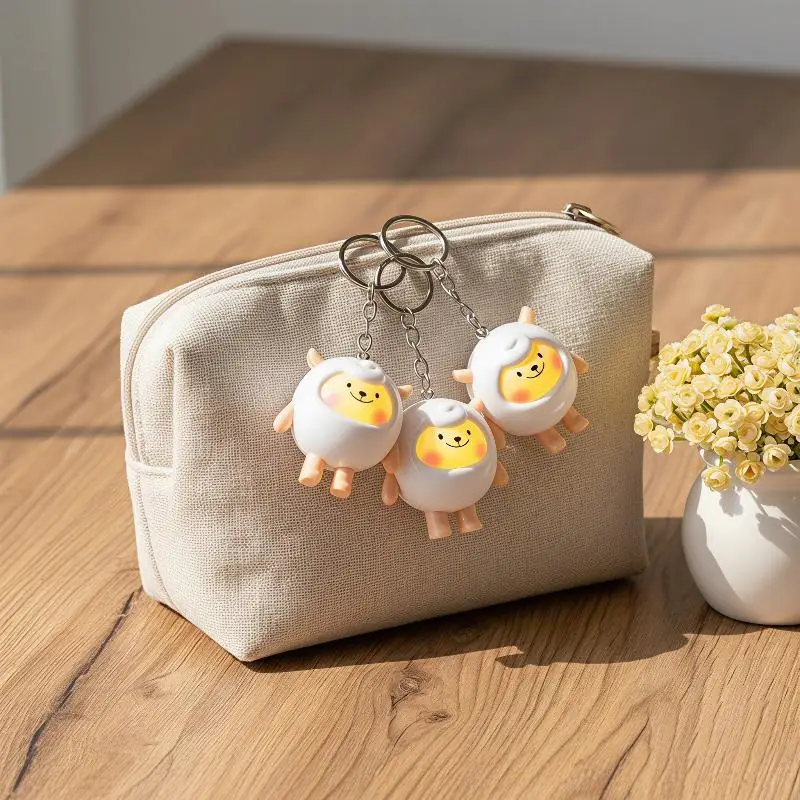 Cartoon Anime Mini Sheep Keychain LED Voice Activated Lamb Pendant Kawaii Backpack Accessory Small Party Favor for Guests