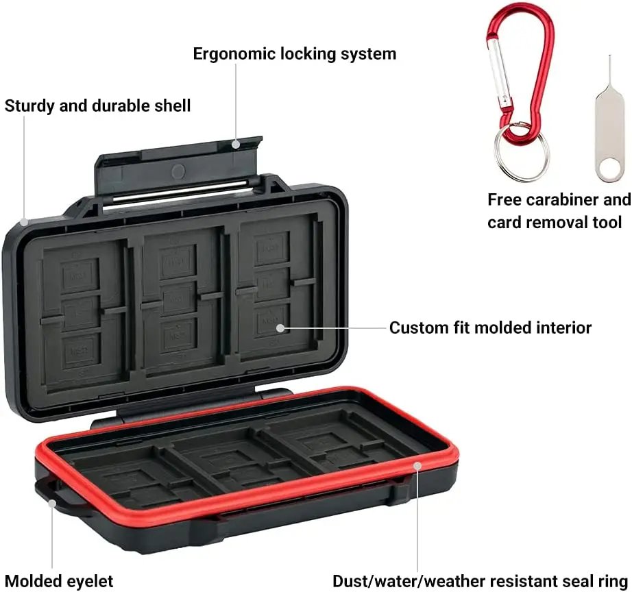 PROfezzion-estuche para tarjetas de memoria, estuche para tarjetas SD/Micro SD/TF/CF, resistente al agua, para cámara