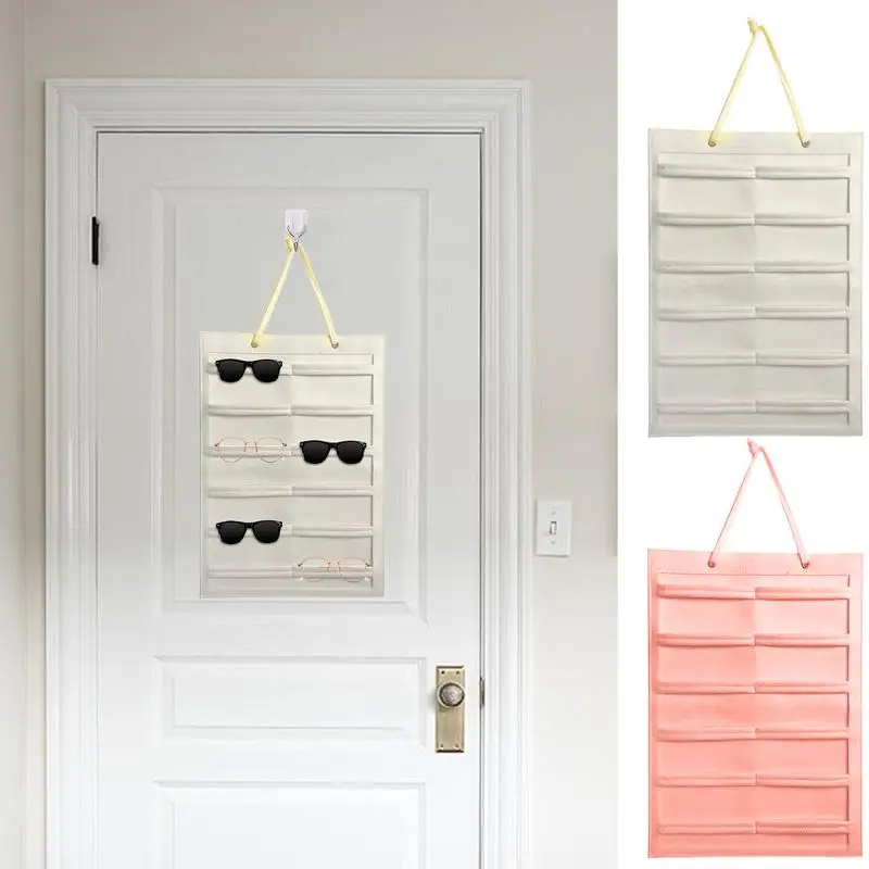 

Felt Eyeglasses Stand Holder for Sunglasses Glasses Storage Display Hanging Bag Wall Pocket Storage Box Organizer