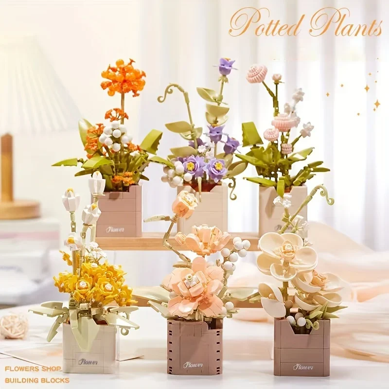 

Creative flower puzzle assembling blocks decoration, a Valentine's Day gift for friends and family holiday.