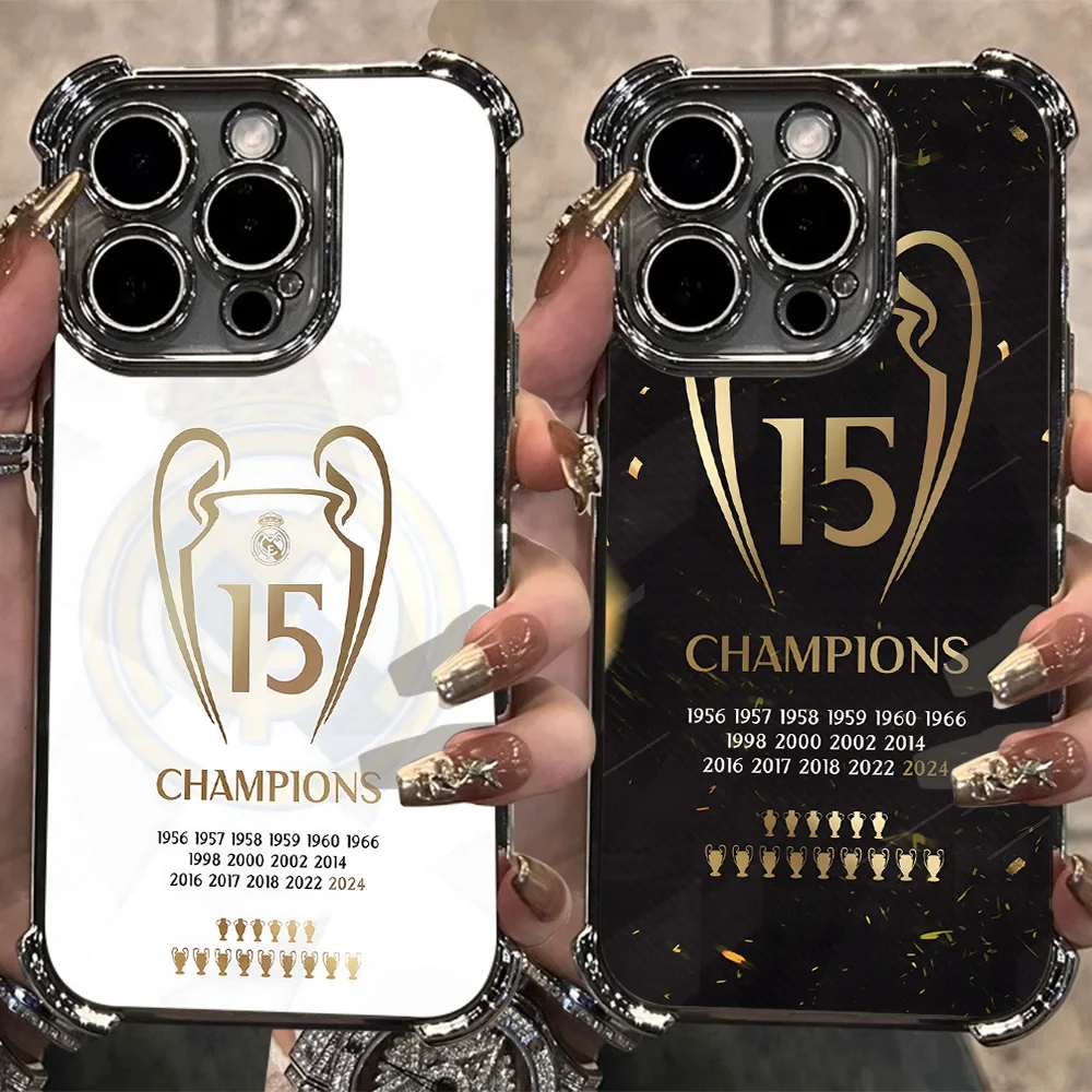 Champions M-Madrids Galvanisierte Handyhülle für iPhone 17 16e 16 15 14 13 12 11 Pro Max X XR XSMax 7 8 Mini Air Plus Sturzsicher