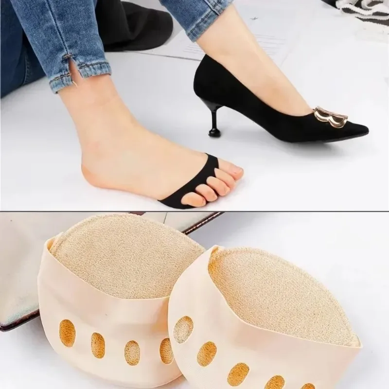 2Pcs Five-Toe Forefoot Pads, Invisible Half Inserts for Women High Heels, Shock Absorbing Foot Cushions for Pain Relief