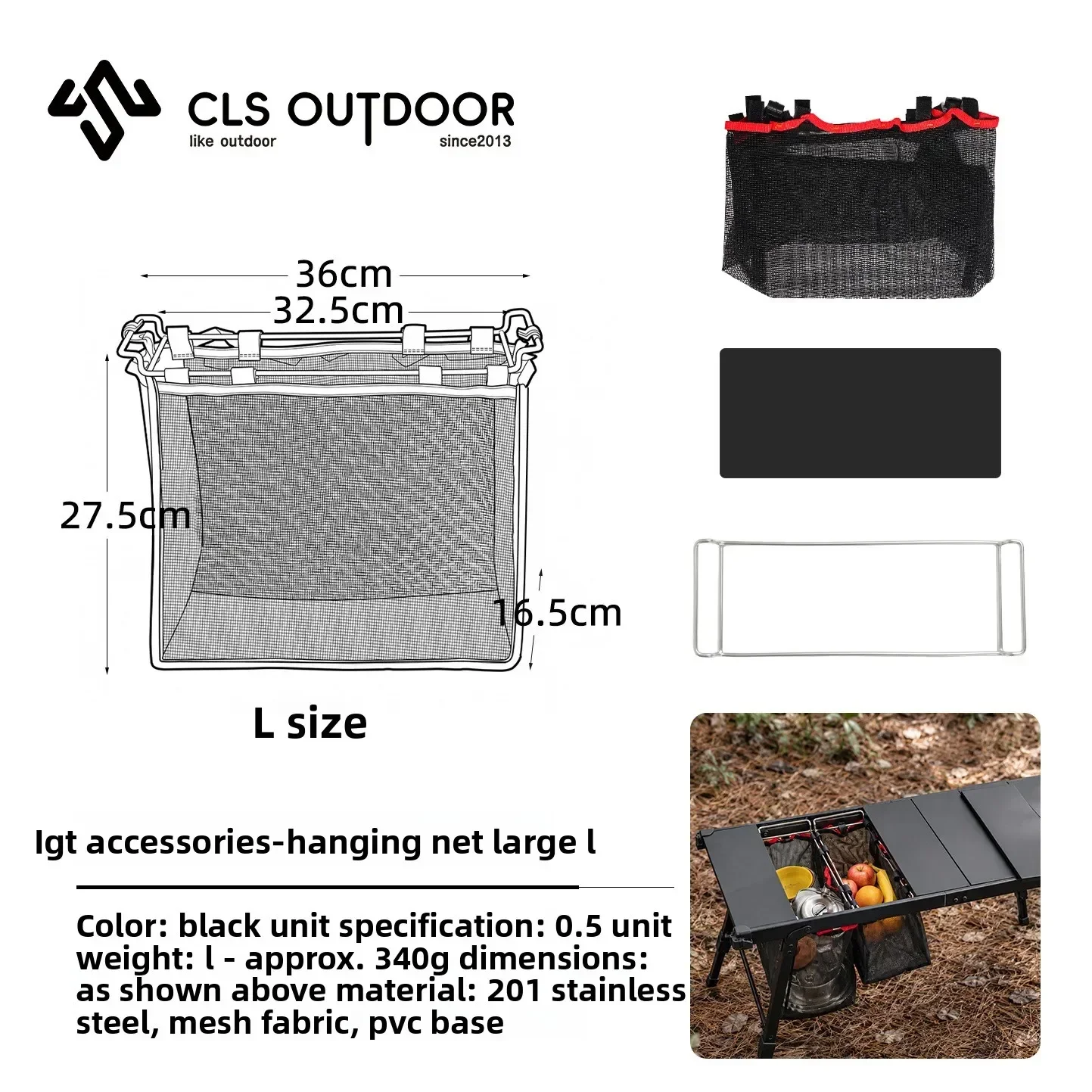 IGT Camping Folding Table with Storage Net Basket Picnic Tableware Drain Basket Aluminum Plate Table Hanging Storage Grid