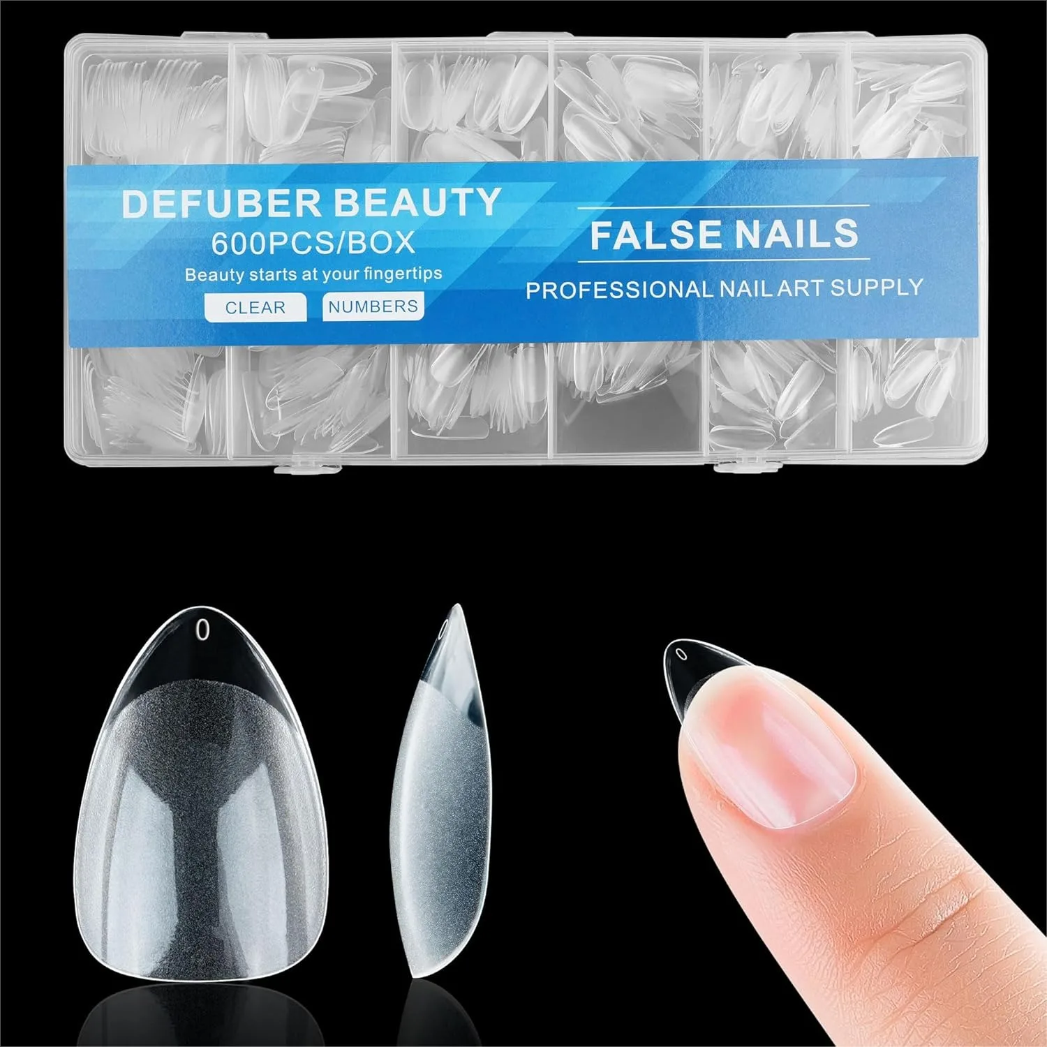 

Half Matte Short Almond Fake Nail Tips, Soft Gel Pre-Shaped Full Cover False Nails 600PCS 12 Sizes for DIY Nail Art and Salons