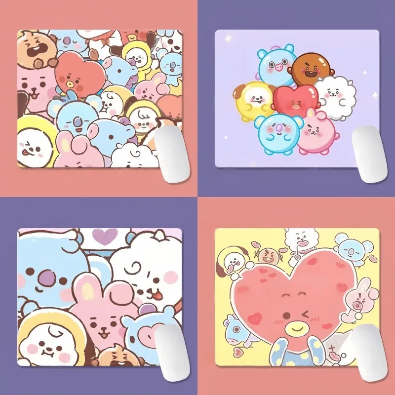 Kawaii Bt21 25CM Cartoon Mouse Pad Computer Desk Pad Anti-slip Rubber Desktop Decoration Holiday Gift