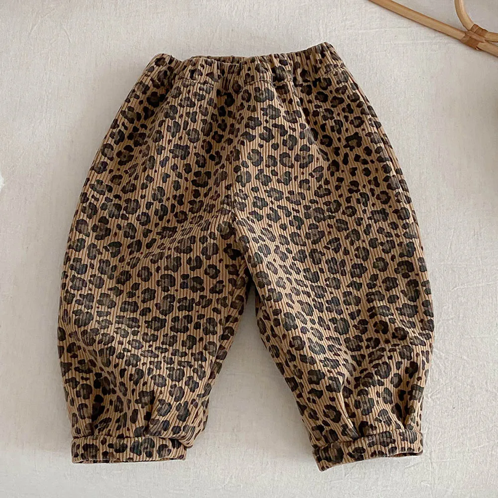 السراويل الشتوية الدافئة للفتيات الصوف الأزهار نقطة طباعة الأطفال بوتيك الملابس السببية فضفاضة المدرسة طفل فتاة السراويل #1